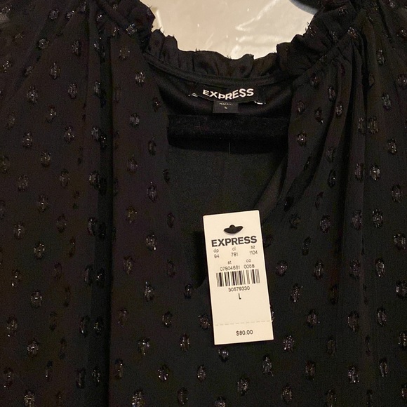 Express Textured Clip Dot Tiered Trapeze Dress - Picture 4 of 4